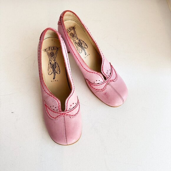 Fly Girl Light Pink Leather Made in Portugal Heels 40 - Picture 2 of 11